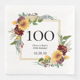 100th Birthday Sunflowers Napkin