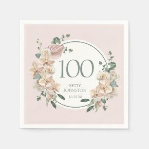 100th Birthday Tropical Floral Napkin