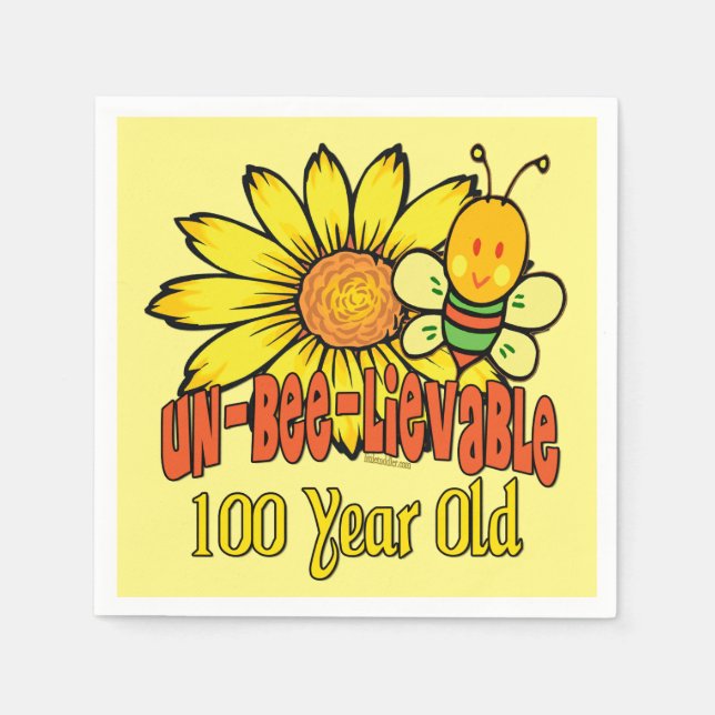 100th Birthday - Unbelievable at 100 Years Old Napkin (Front)