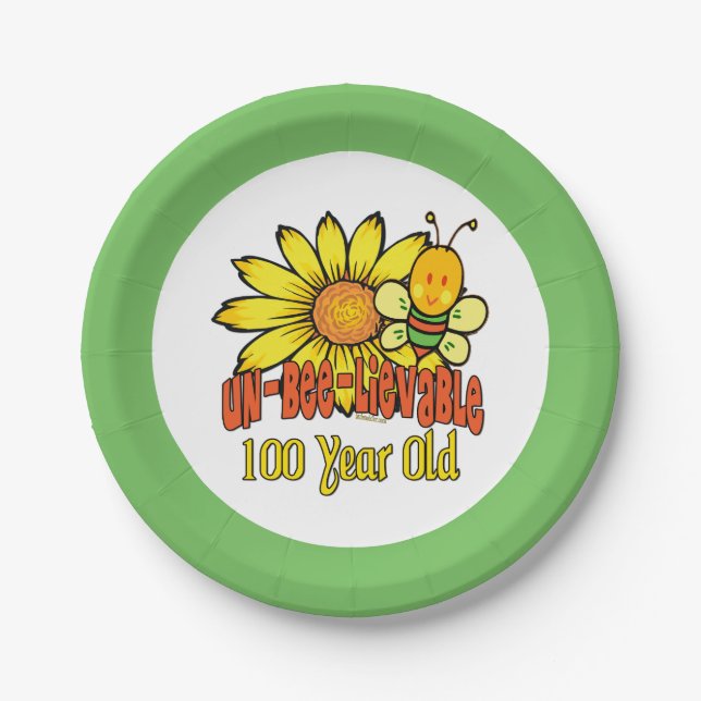 100th Birthday - Unbelievable at 100 Years Old Paper Plate (Front)