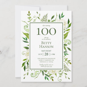 100th Birthday White Hydrangeas Invitation