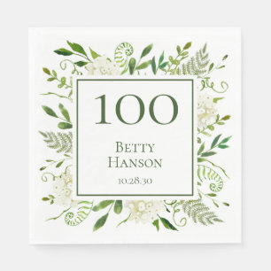 100th Birthday White Hydrangeas Napkin