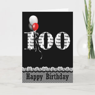 100th Birthday with balloon bouquet on black Card