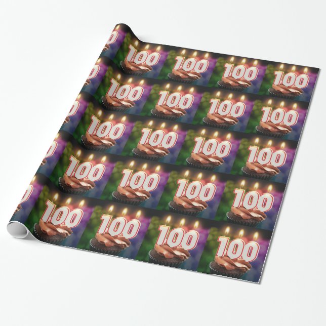 100th birthday with candles wrapping paper (Unrolled)