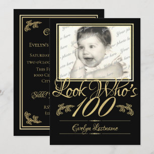 100th Birthday with Photo Invitation