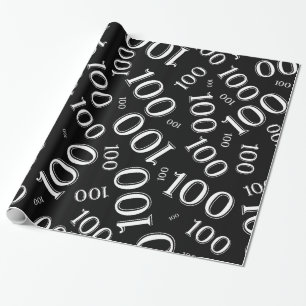 100th Black/White Random Number Pattern Large Wrapping Paper