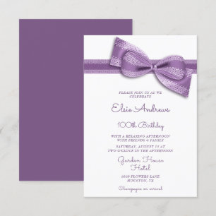 100th Centenarian Bow & Ribbon Birthday Invitation