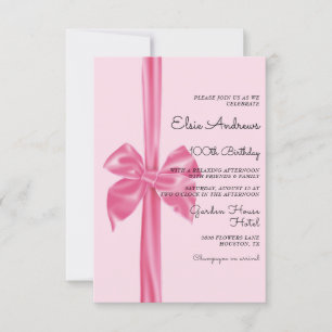 100th Centenarian Bow & Ribbon Birthday Invitation
