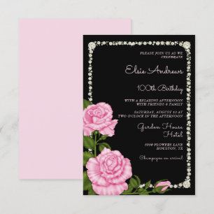 100th Centenarian Roses Birthday Invitation