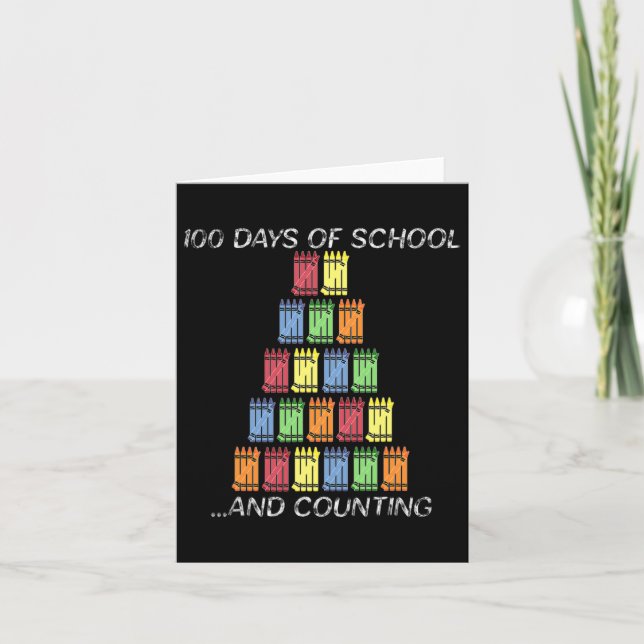 100th Day 100 Days Of School Crayons Tally  Card (Front)