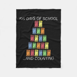 100th Day 100 Days Of School Crayons Tally Fleece Blanket