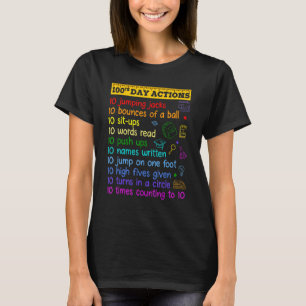 100th Day Actions 100 Days of School Boy Girls Kid T-Shirt