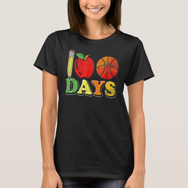 100th Day Basketball 100 Days Of School Student Bo T-Shirt (Front)