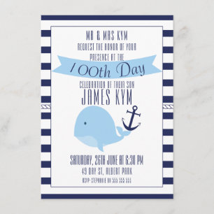 100th Day Boys Nautical Invitation