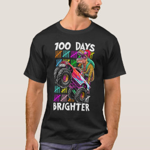 100th Day Brighter Dinosaur T Rex Monster Truck Bo T-Shirt