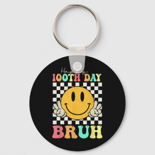 100th Day Bruh Smile Face 100 Days Of School Boys Key Ring