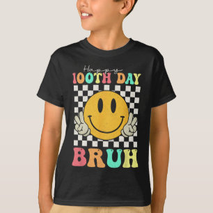 100th Day Bruh Smile Face 100 Days Of School Boys T-Shirt
