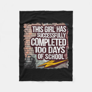 100th Day Funny Outfit Girls & Student 100 Day Fleece Blanket