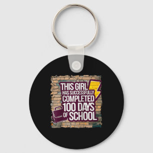 100th Day Funny Outfit Girls & Student 100 Day Key Ring
