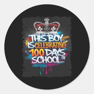 100th Day Funny Outfit Graffiti Completed 100 Days Classic Round Sticker