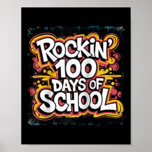100th Day Funny Outfit Teacher & Kids 100 Days Poster
