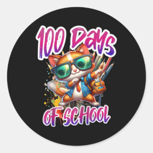100th Day Funny Outfit Teacher & Student 100 D Classic Round Sticker
