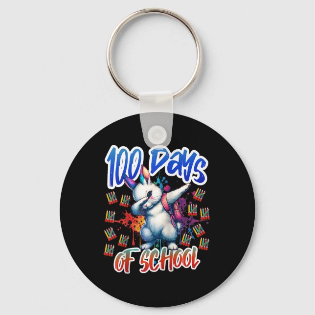 100th Day Funny Outfit Teacher &amp; Student 100 D Key Ring (Front)