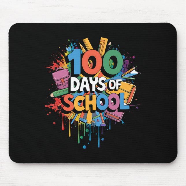 100th Day Funny Outfit Teacher &amp; Student 100 D Mouse Mat (Front)