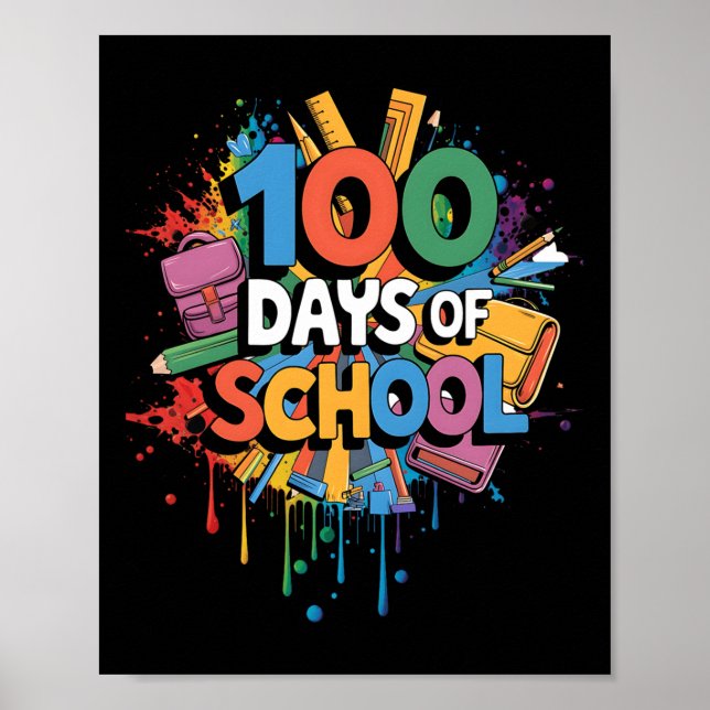 100th Day Funny Outfit Teacher &amp; Student 100 D Poster (Front)