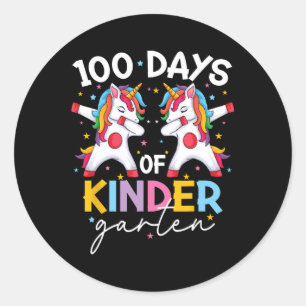 100th Day Girls Kids Unicorn 100 Days Of School Ki Classic Round Sticker