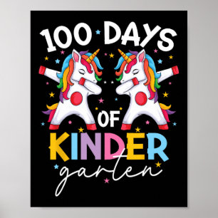 100th Day Girls Kids Unicorn 100 Days Of School Ki Poster
