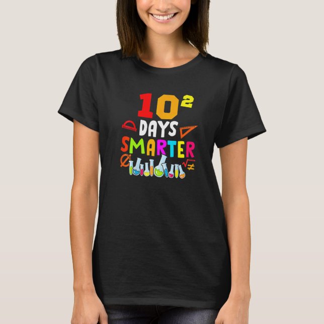 100th Day Math 10 Squared Teacher Student 100 Days T-Shirt (Front)