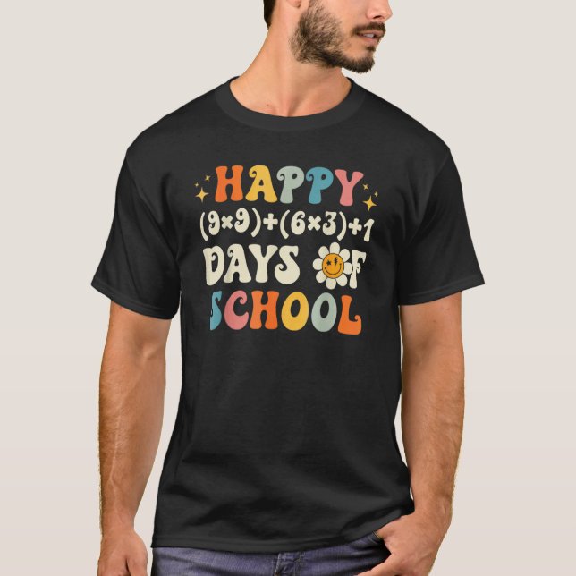 100th Day Math Teacher Math Formula Happy 100 Days T-Shirt (Front)
