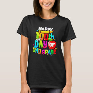 100th Day Of 2nd Grade Teacher Kids Happy 100 Days T-Shirt