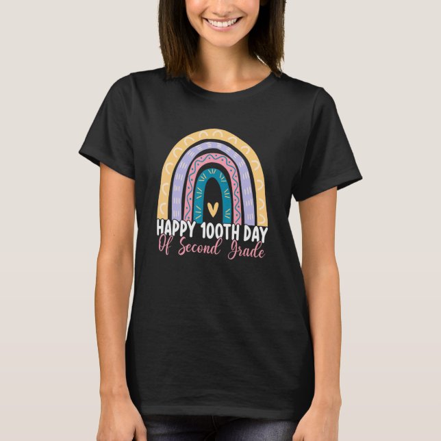 100th Day Of 2nd Grade Teacher Rainbow Second Grad T-Shirt (Front)