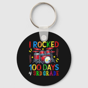 100th Day Of 3rd Grade 100 Days School Drum Lover Key Ring