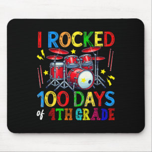 100th Day Of 4th Grade 100 Days School Drum Lover Mouse Mat