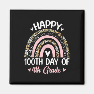 100th Day Of 4th Grade School Rainbow 100 Days Sma Magnet