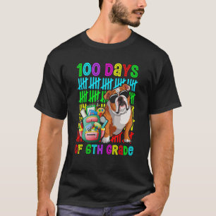 100th Day Of 6th Grade Boys Kids English Bulldog D T-Shirt