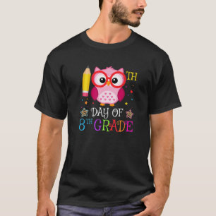 100th Day Of 8th Grade Owl lover Gift Kids Girls L T-Shirt