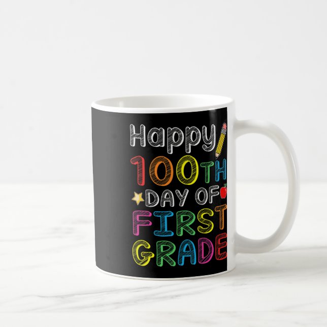 100th Day Of First Grade - Colourful 100 Days Gift Coffee Mug (Right)