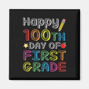 100th Day Of First Grade - Colourful 100 Days Gift Magnet