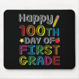 100th Day Of First Grade - Colourful 100 Days Gift Mouse Mat