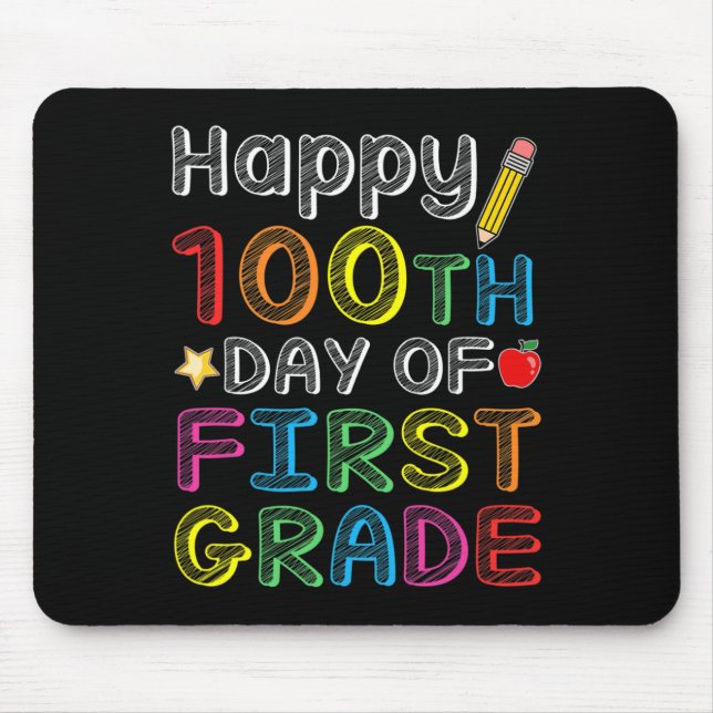 100th Day Of First Grade - Colourful 100 Days Gift Mouse Mat (Front)