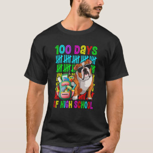 100th Day Of High School Boys Kid English Bulldog T-Shirt