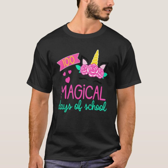 100th Day Of Kindergarten  For Girls 100 Magical D T-Shirt (Front)