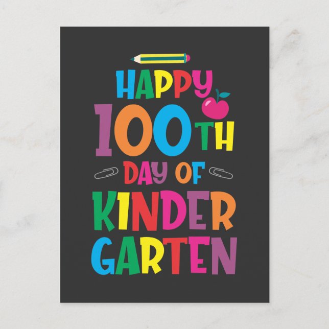 100th Day of Kindergarten Kid Teacher Children Postcard (Front)