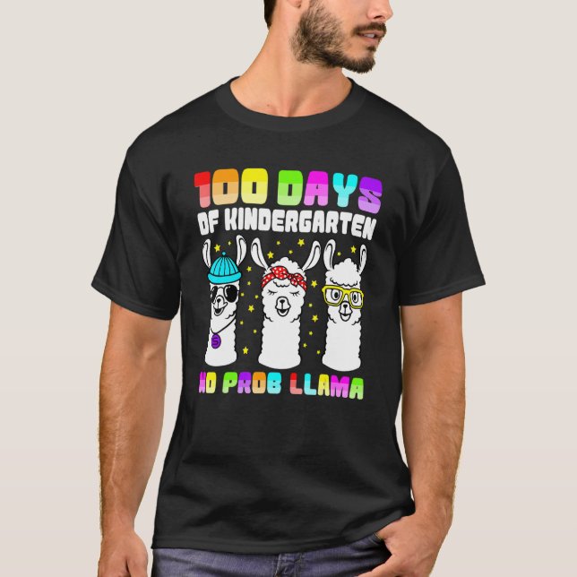 100th Day Of Kindergarten Llama Shirts, Teacher No T-Shirt (Front)