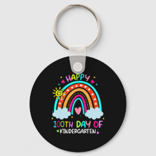 100th Day Of Kindergarten School Rainbow 100 Days Key Ring