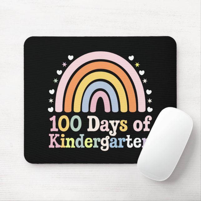 100th Day of Kindergarten Teacher Kids 100 Days  Mouse Mat (With Mouse)